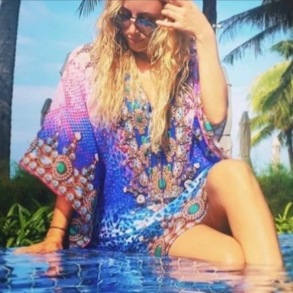 Asa Kaftans Bora Bora Hi Low Cardigan Muti-Colored Bravo Shahs of Sunset OS